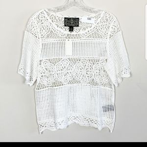Anthropologie | NWT white crochet short sleeve top